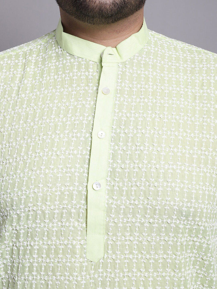 SOJANYA PLUS Embroidered Pure Cotton Kurta With Pyjamas & With Printed Nehru Jacket
