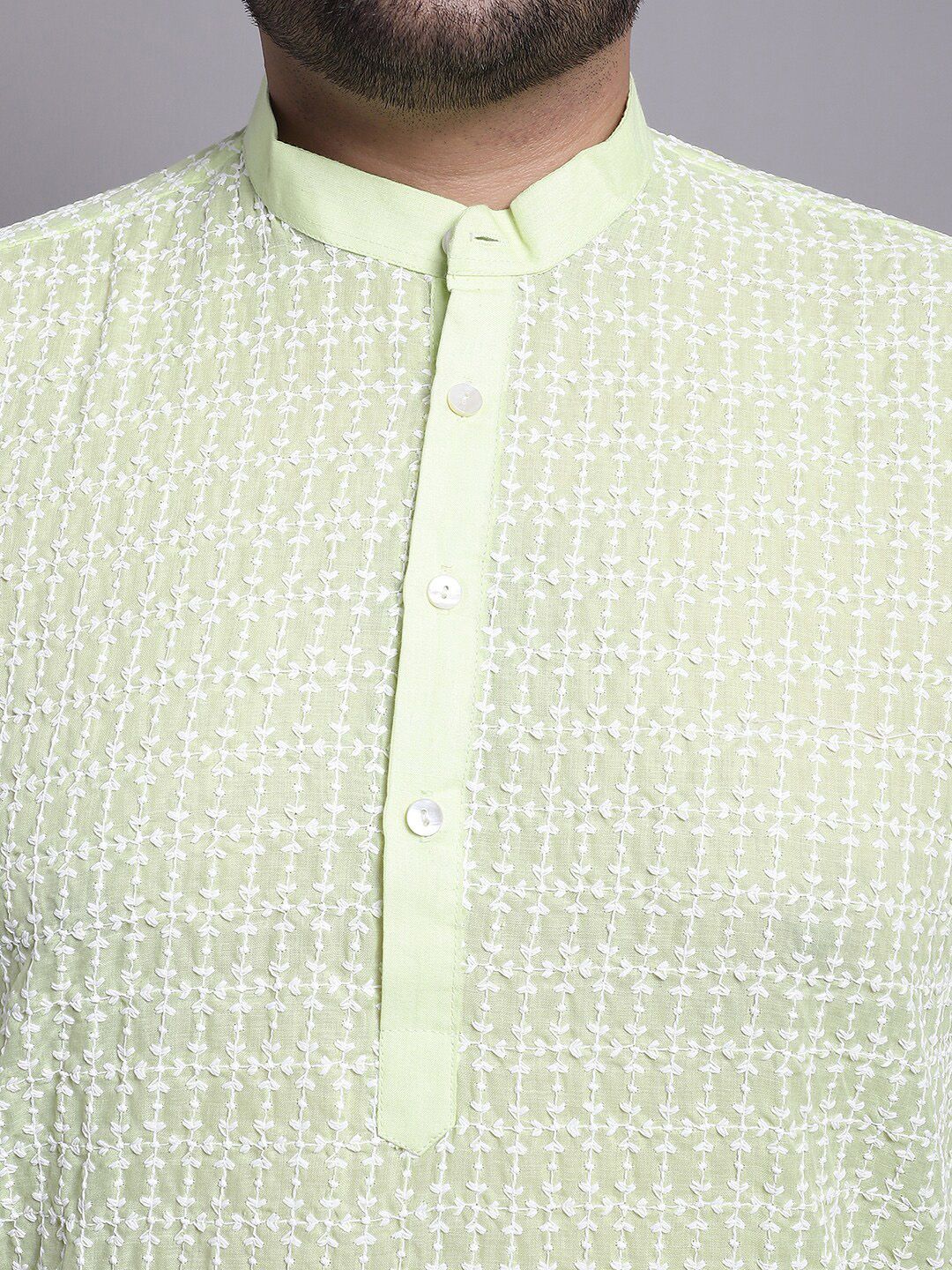 SOJANYA PLUS Embroidered Pure Cotton Kurta With Pyjamas & With Printed Nehru Jacket