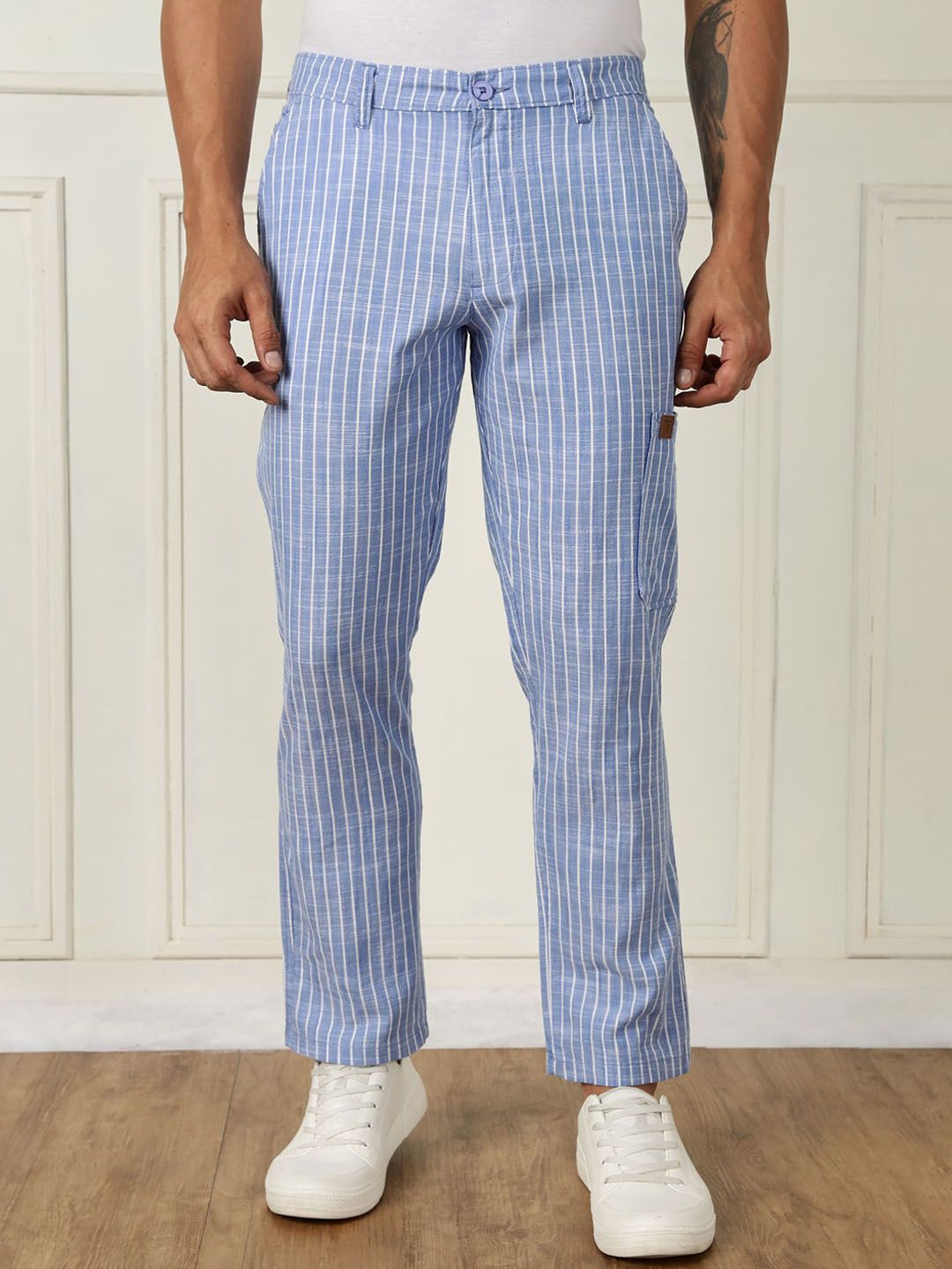 Thomas Scott Men Striped Straight Fit Trousers