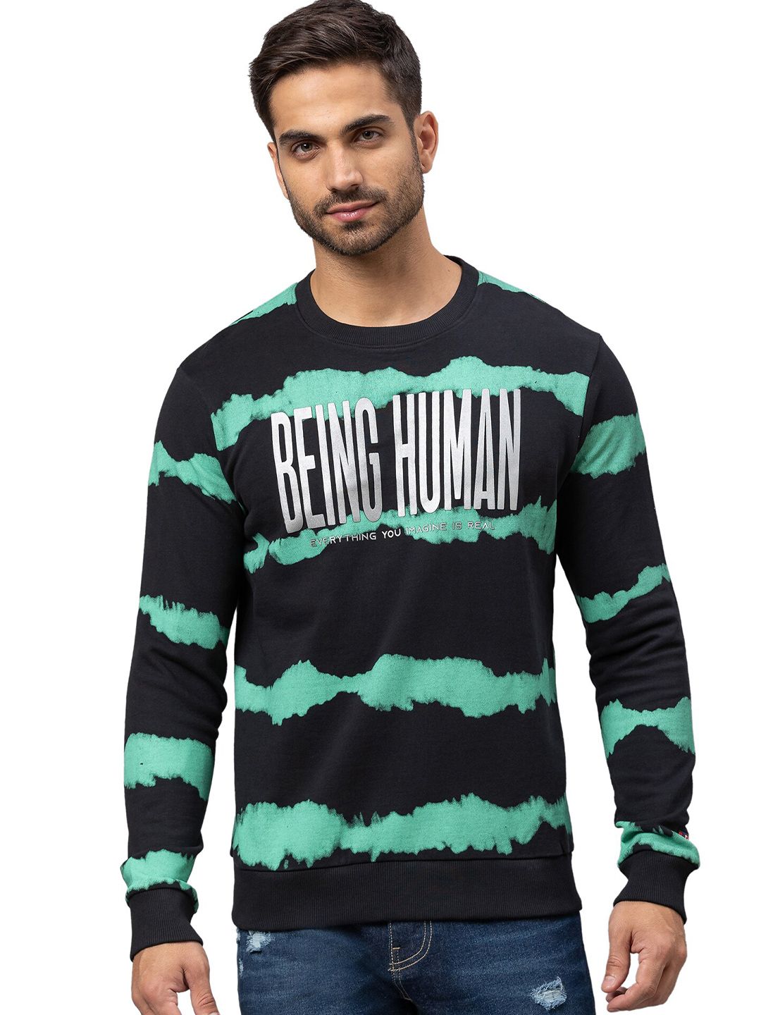 Being Human Men Black Printed Sweatshirt