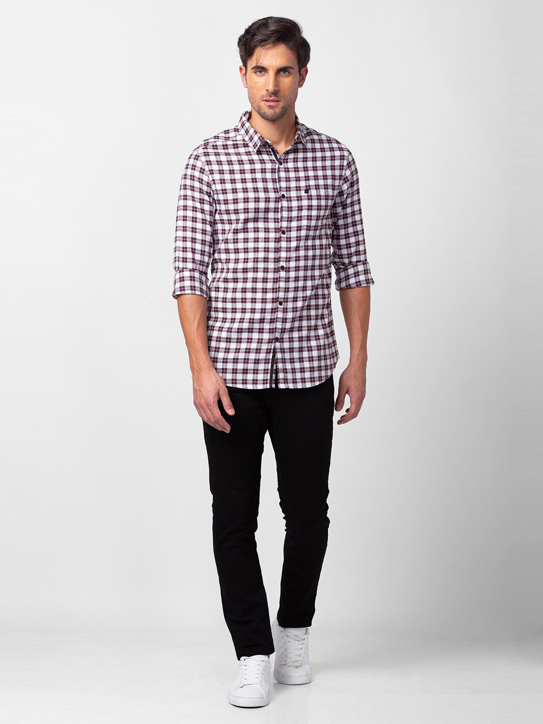 SPYKAR Men Slim Fit Gingham Checked Casual Shirt