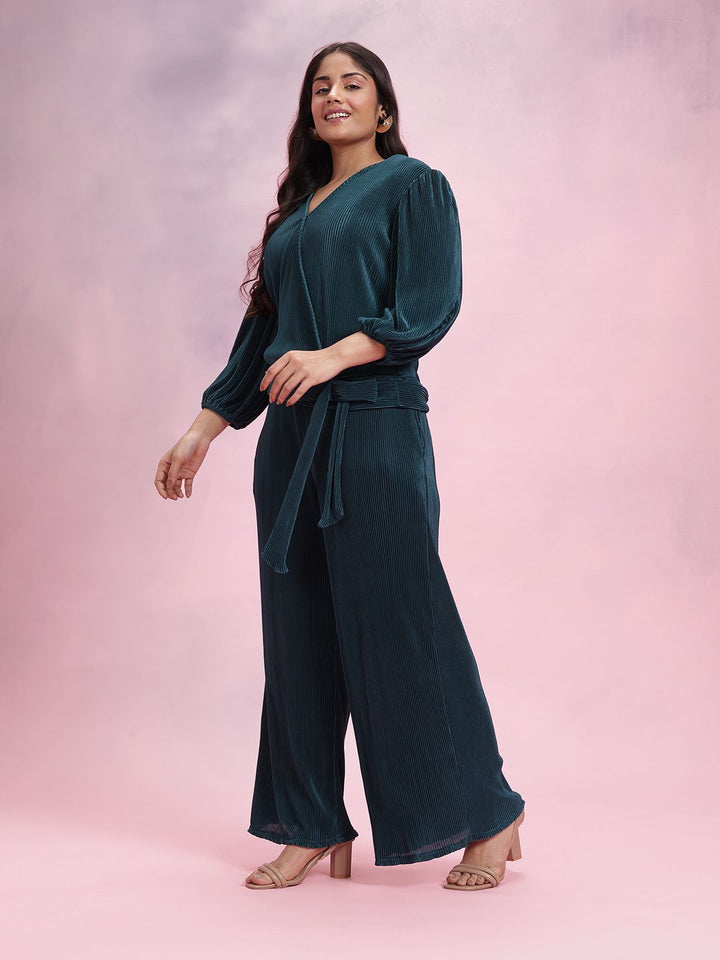 DressBerry Plus Size Solid Accordion Pleats Co-Ords