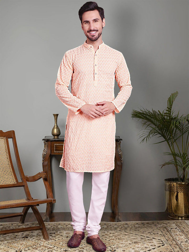 Jompers Ethnic Motifs Embroidered Regular Chikankari Pure Cotton Kurta With Churidar