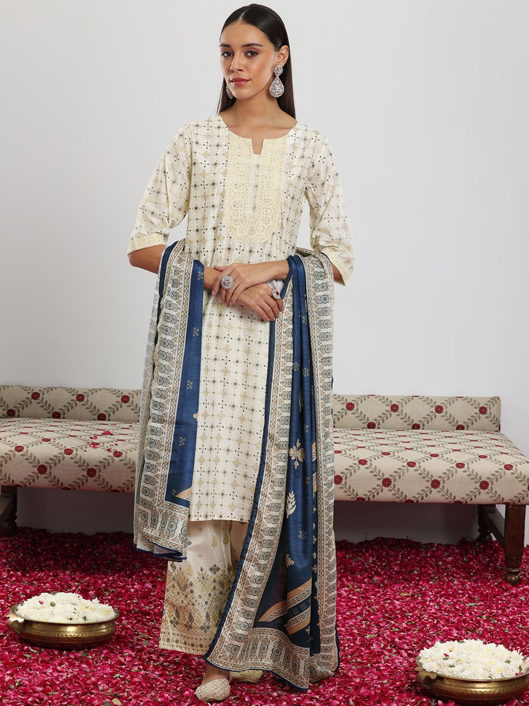 Libas Ethnic Motifs Printed Kurta with Palazzos & With Dupatta