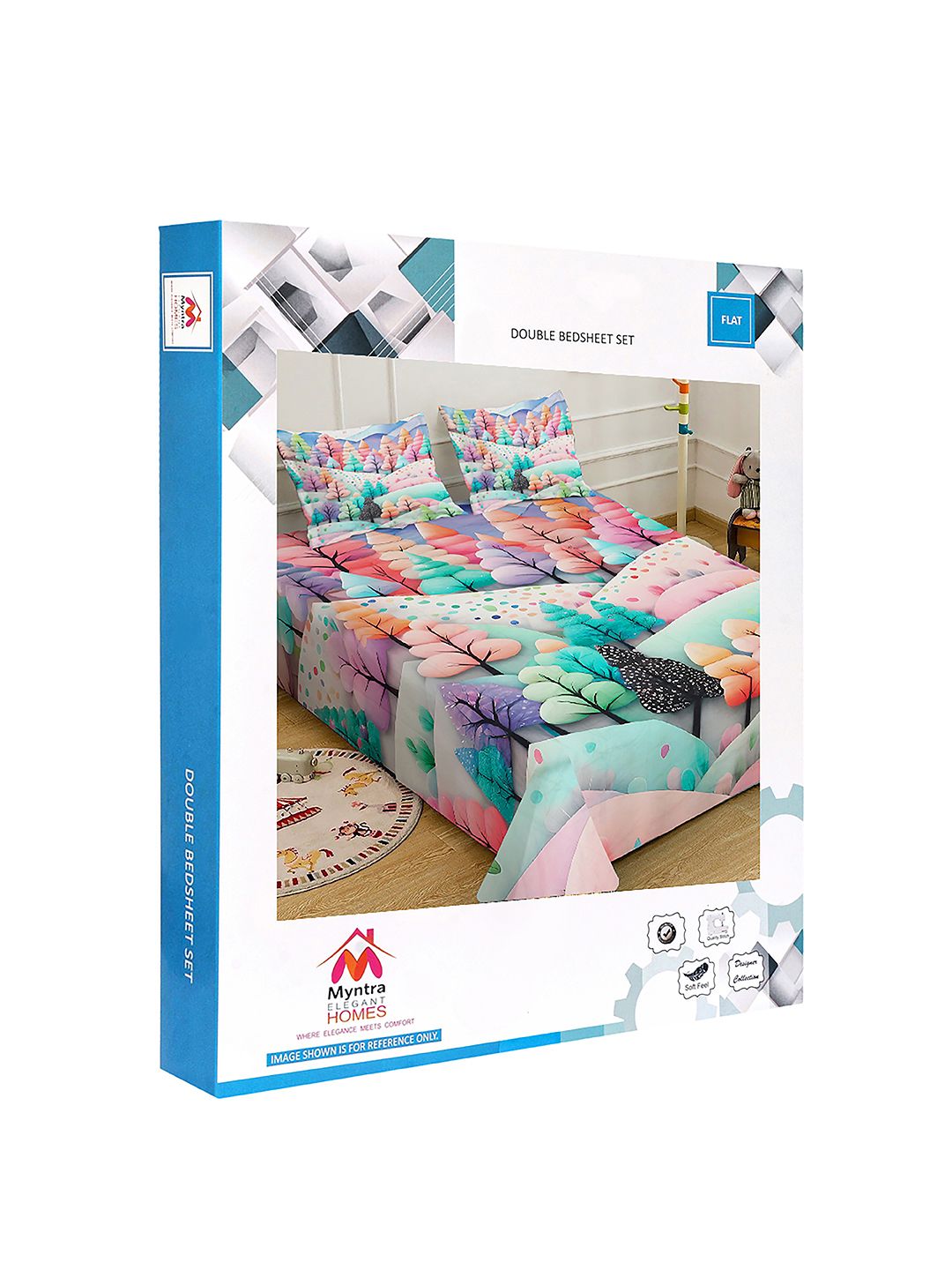 Myntra Elegant Homes Multicoloured Floral 300 TC King Bedsheet with 2 Pillow Covers