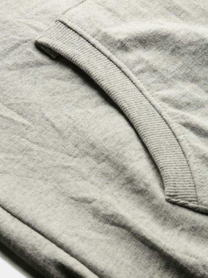 The Indian Garage Co Men Grey Melange & Navy Blue Colourblocked Hooded Sweatshirt