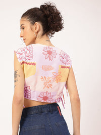 DressBerry Floral Printed Tie-Up Detail Crop Top