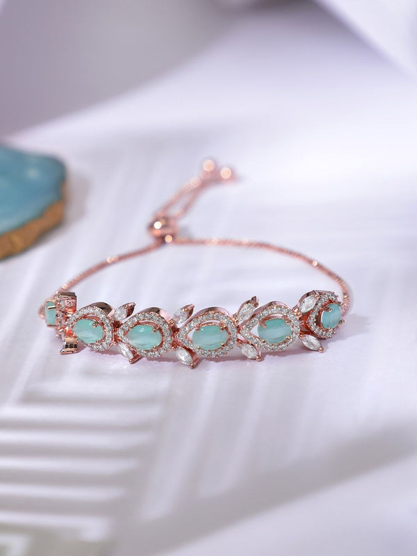 Rubans 18k Rose Gold Green Green Ad & padu Zirkonia Zirkonia Tarik Rantaian Tarik