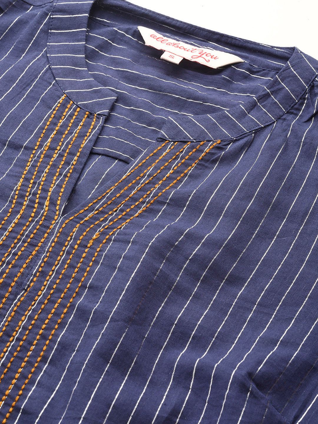 all about you Striped Embroidered Detail Top