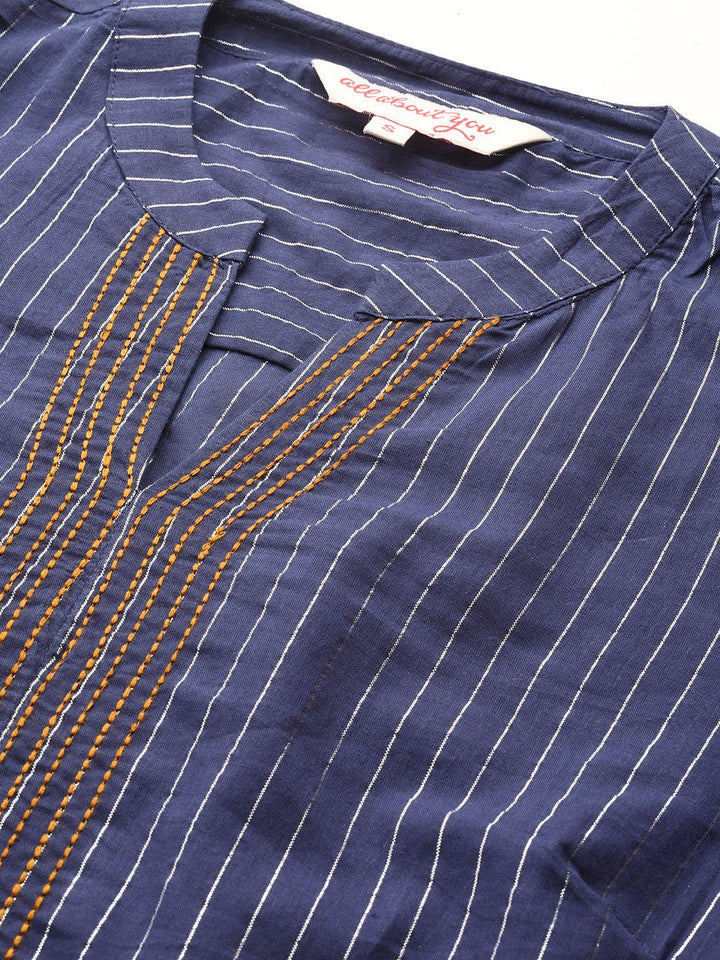 all about you Striped Embroidered Detail Top
