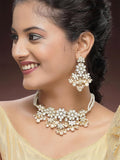 Karatcart Kundan-berlapis emas Kundan & Pearl Beaded Jewellery Set