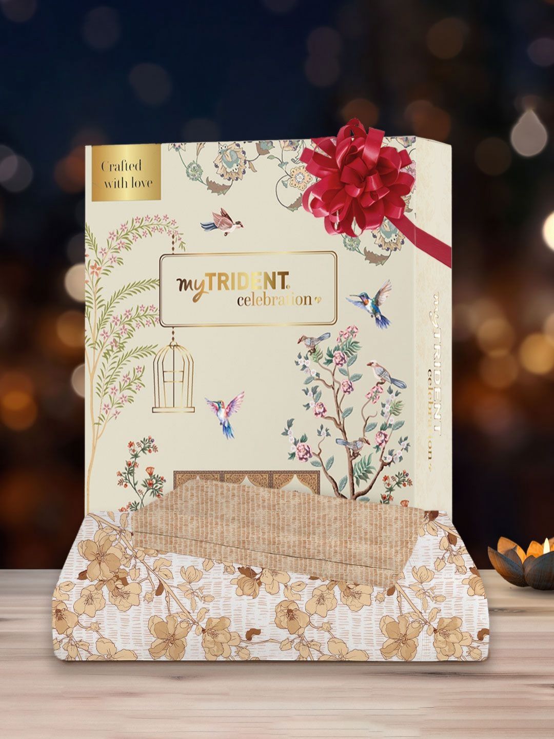 MYTRIDENT Celebration Off White Printed Pure Cotton 144 TC Queen Bedsheet Set 2.28 m x 2.54 m