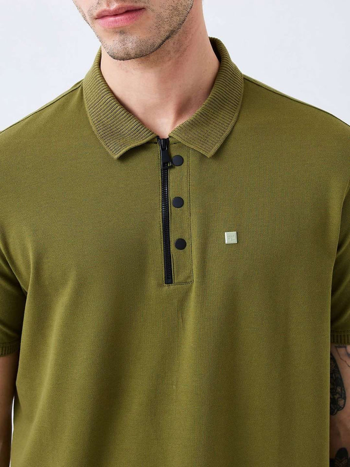 SPYKAR Men Solid Polo Collar Cotton Slim Fit T-shirt