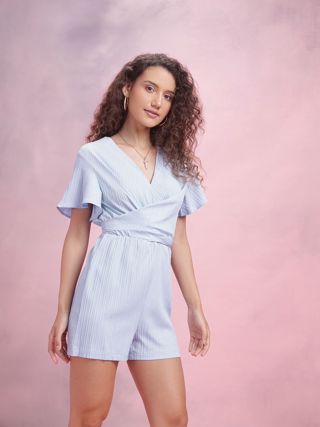 DressBerry Textured Faux Wrap Playsuit
