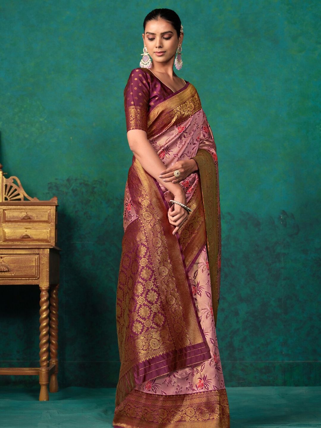 KALINI Ethnic Motifs Woven Design Zari Paithani Saree
