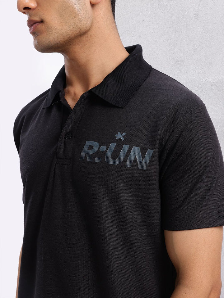 HRX by Hrithik Roshan Typography Printed Polo Collar Running T-shirt