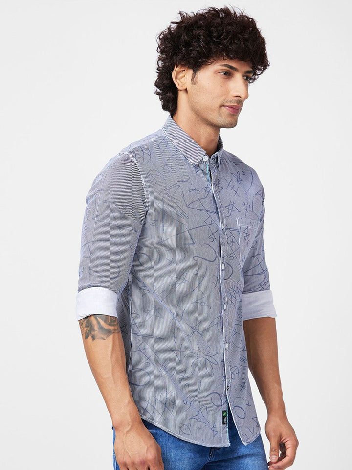 SPYKAR Slim Fit Floral Abstract Printed Cotton Casual Shirt