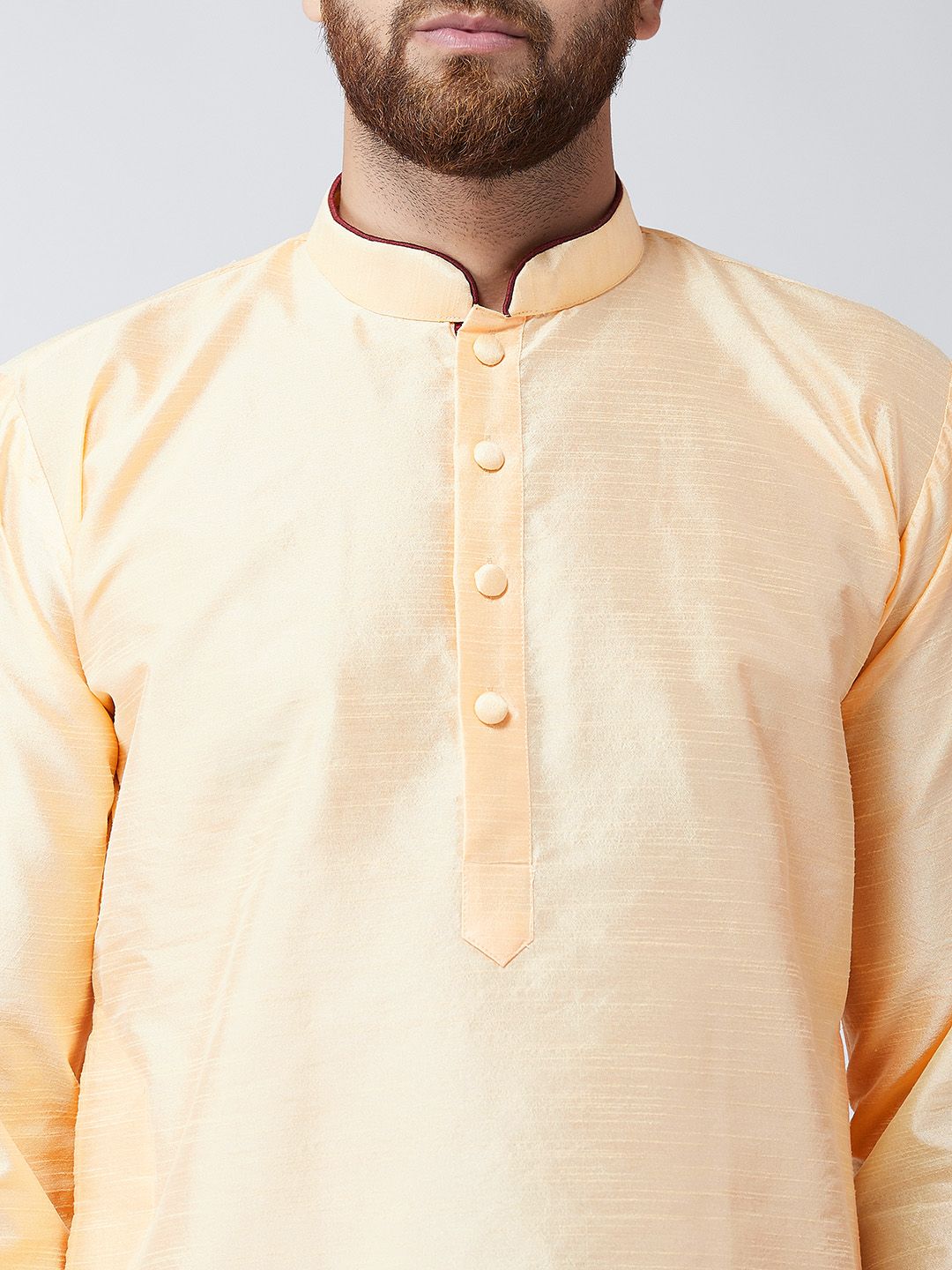 SOJANYA Kurta Lurus Pepejal Berwarna Emas Lelaki