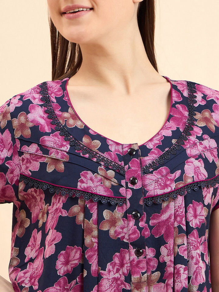 Sweet Dreams Floral Printed Pure Cotton Maxi Nightdress