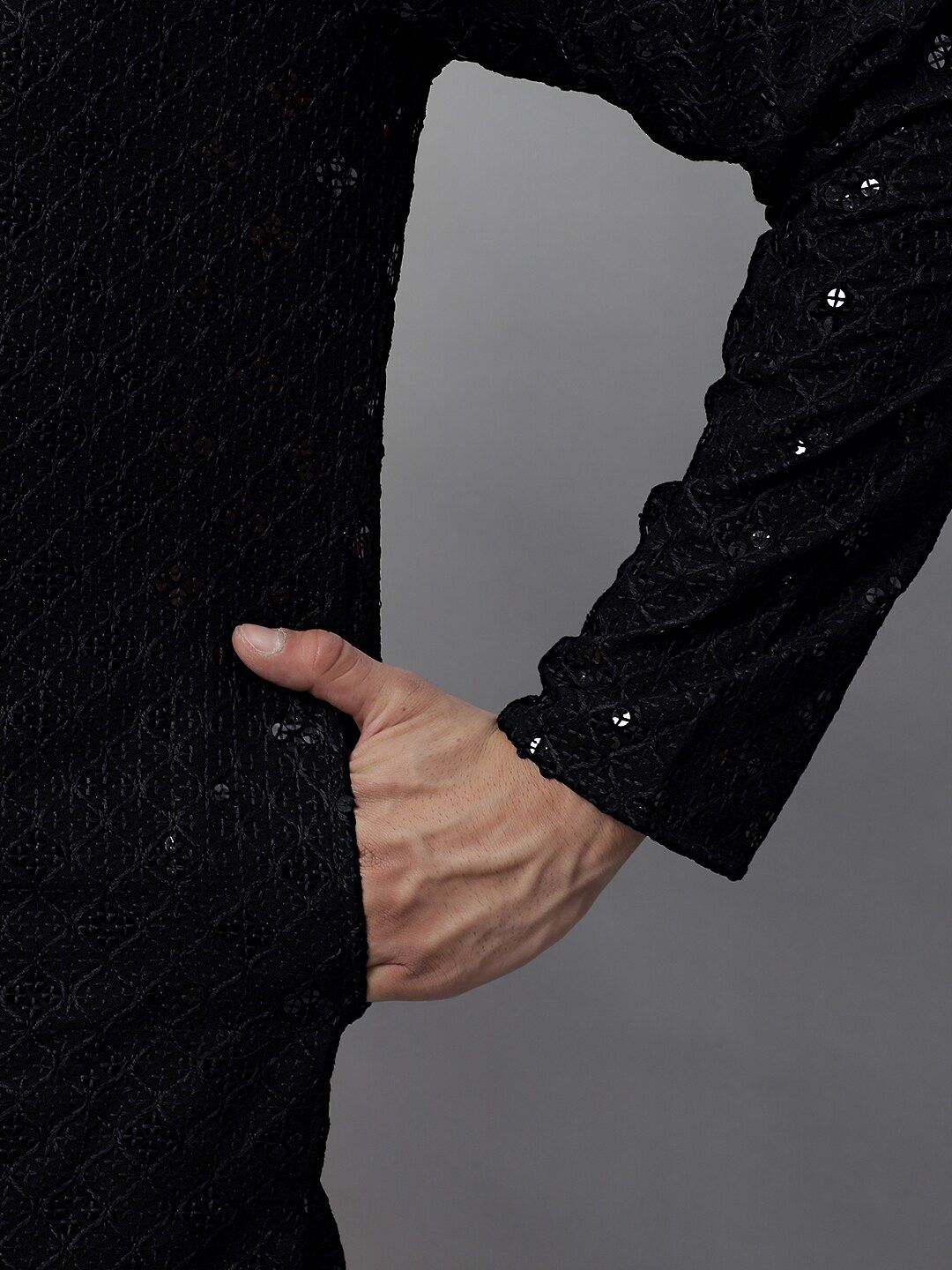 Jompers Geometric Chikankari Embroidered Kurta With Pyjamas
