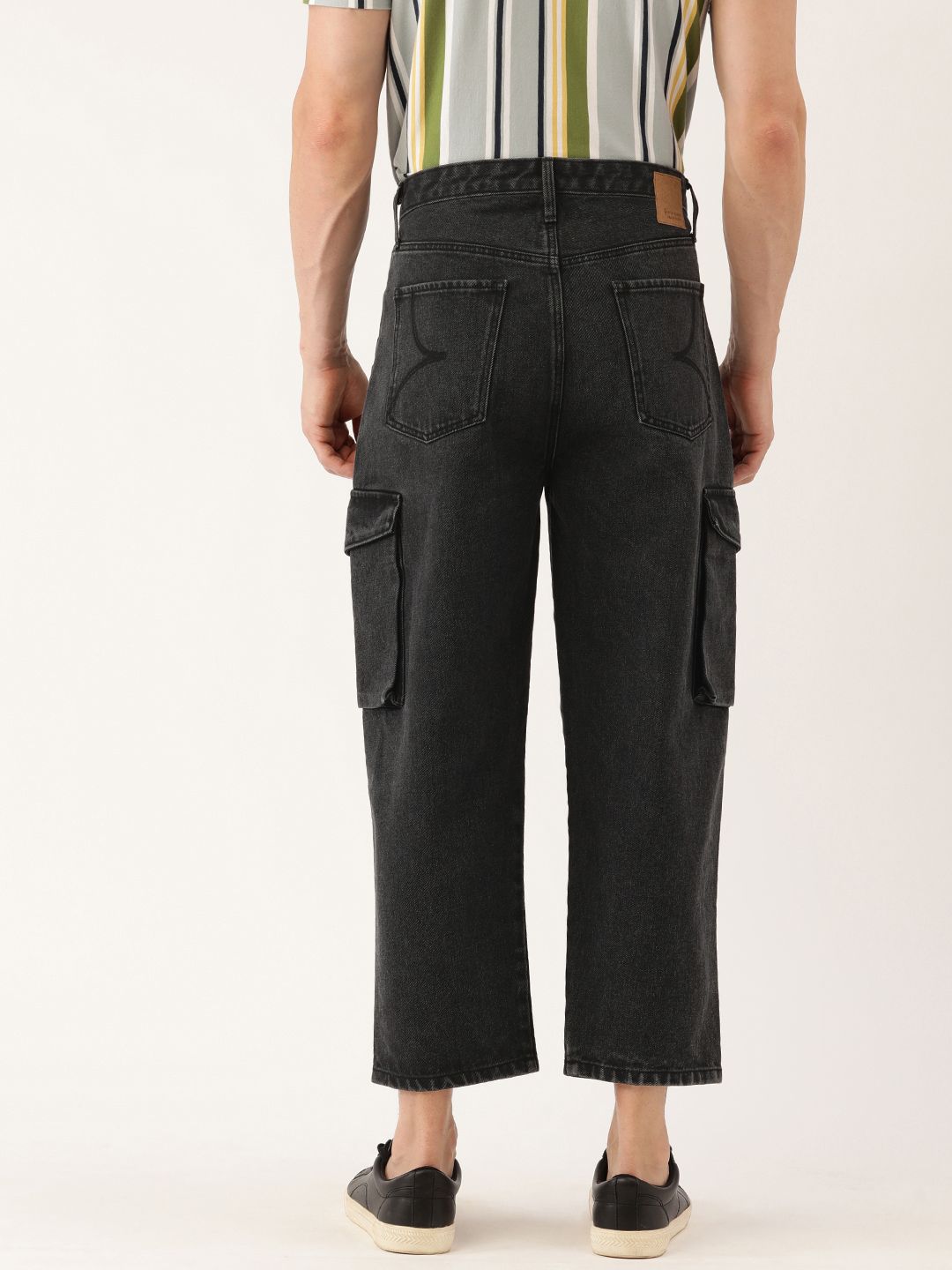 Bene Kleed Men Pure Cotton Loose Crop Cargo Jeans