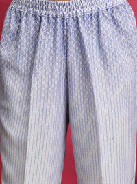 Vishudh Blue Floral Printed Regular Kurta With Trousers