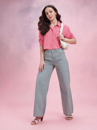 DressBerry Seersucker Checked Boxy Casual Shirt