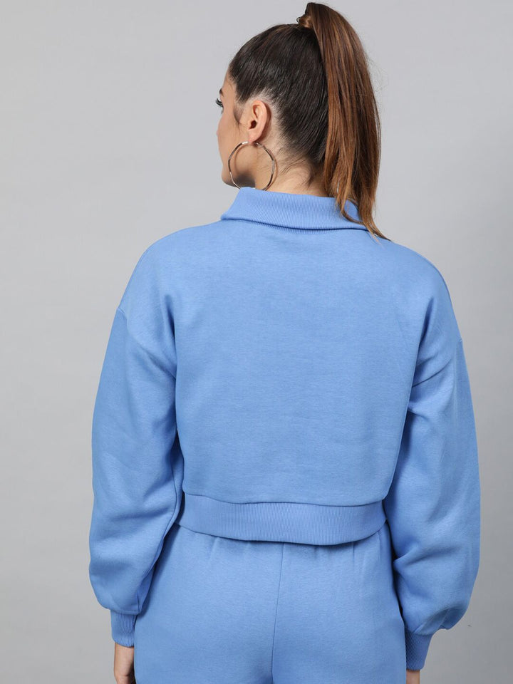 STREET 9 Women Blue Solid Sweatshirt