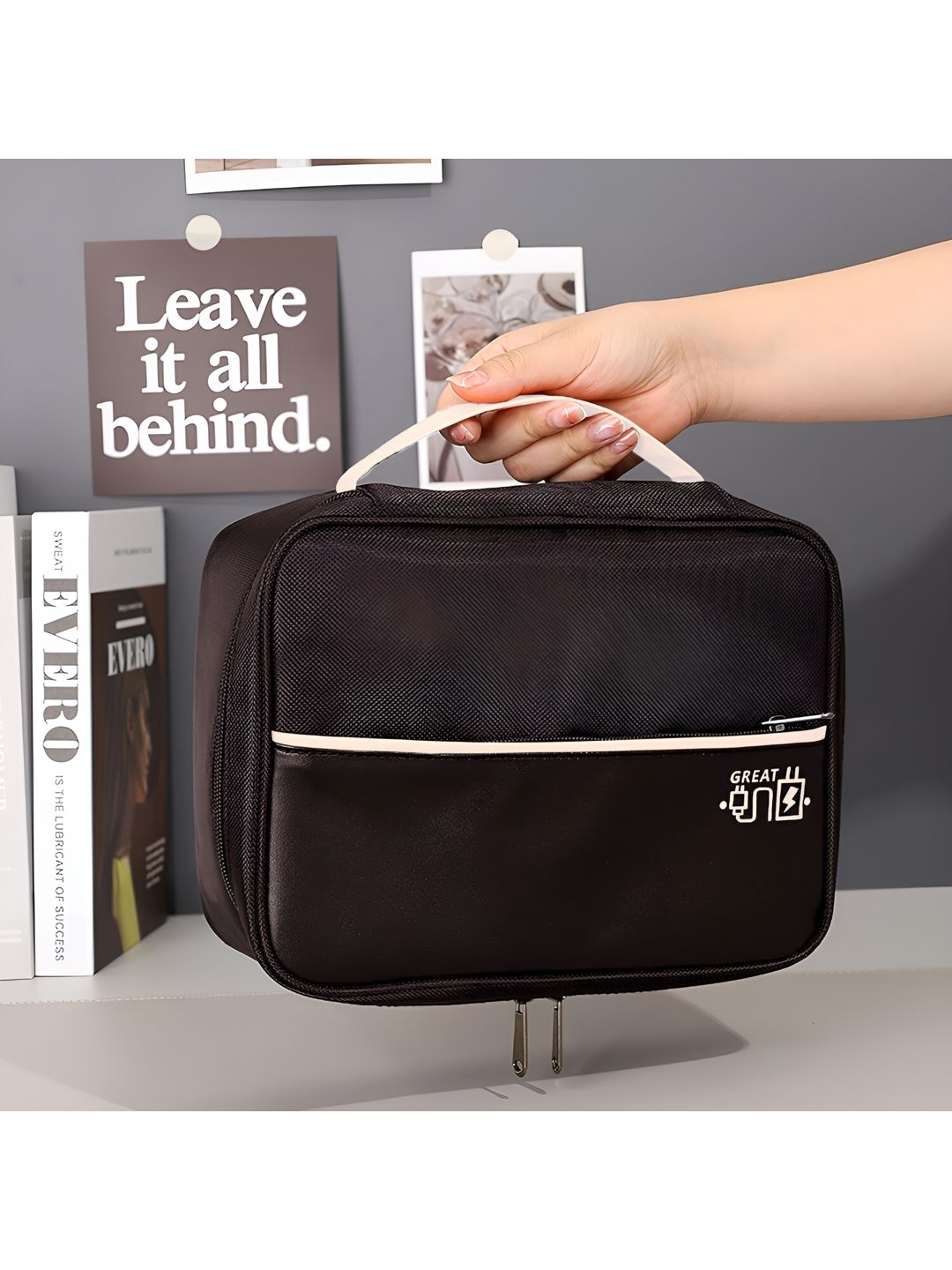 Cortina Brown & White Electronics Accessories Travel Organizer Bag
