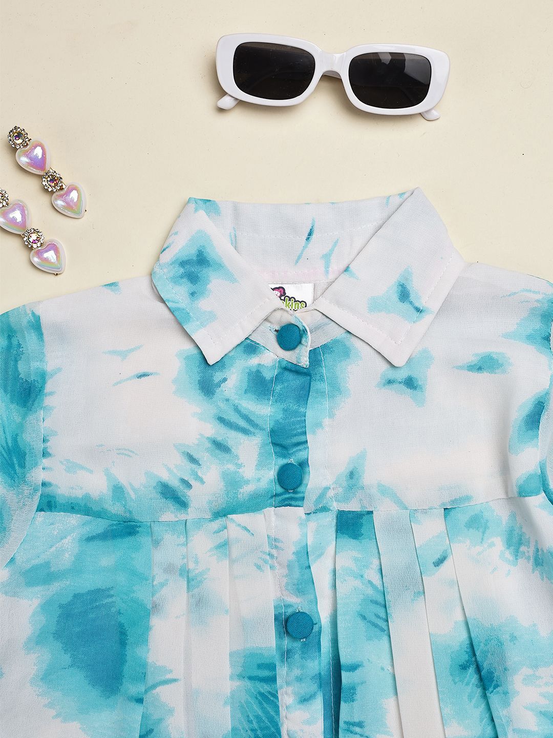 Cutiekins Girls Tie and Dye Print Flared Sleeve Shirt Style Top
