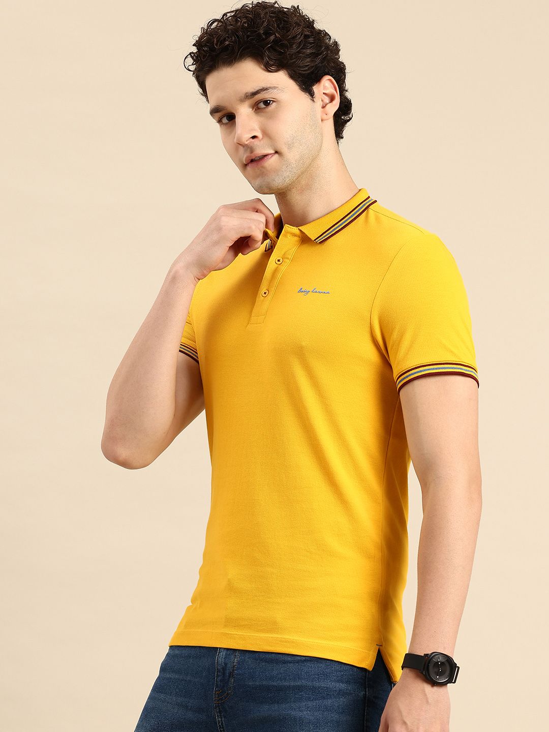 Menjadi t-shirt kasual kolar kapas manusia tulen manusia