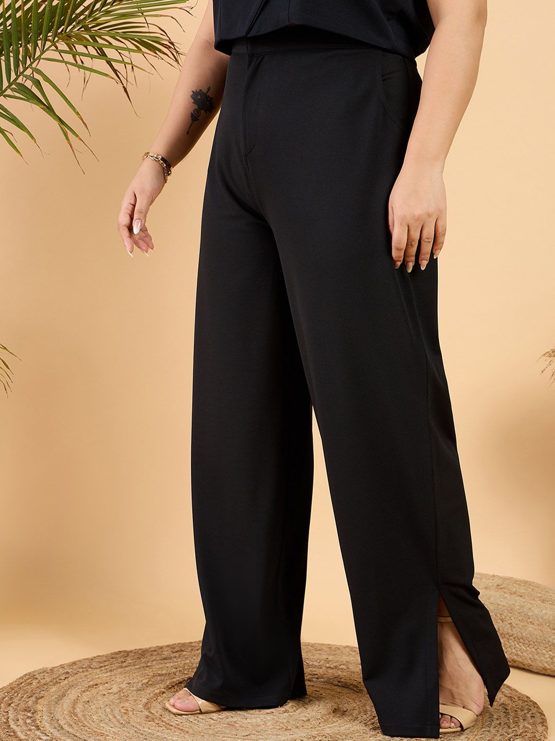 CURVY STREET Women Plus Size Straight Fit Parallel Trousers