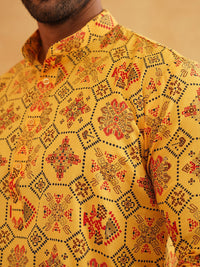 SOJANYA Ethnic Motifs Printed Mandarin Collar Straight Kurta With Churidar