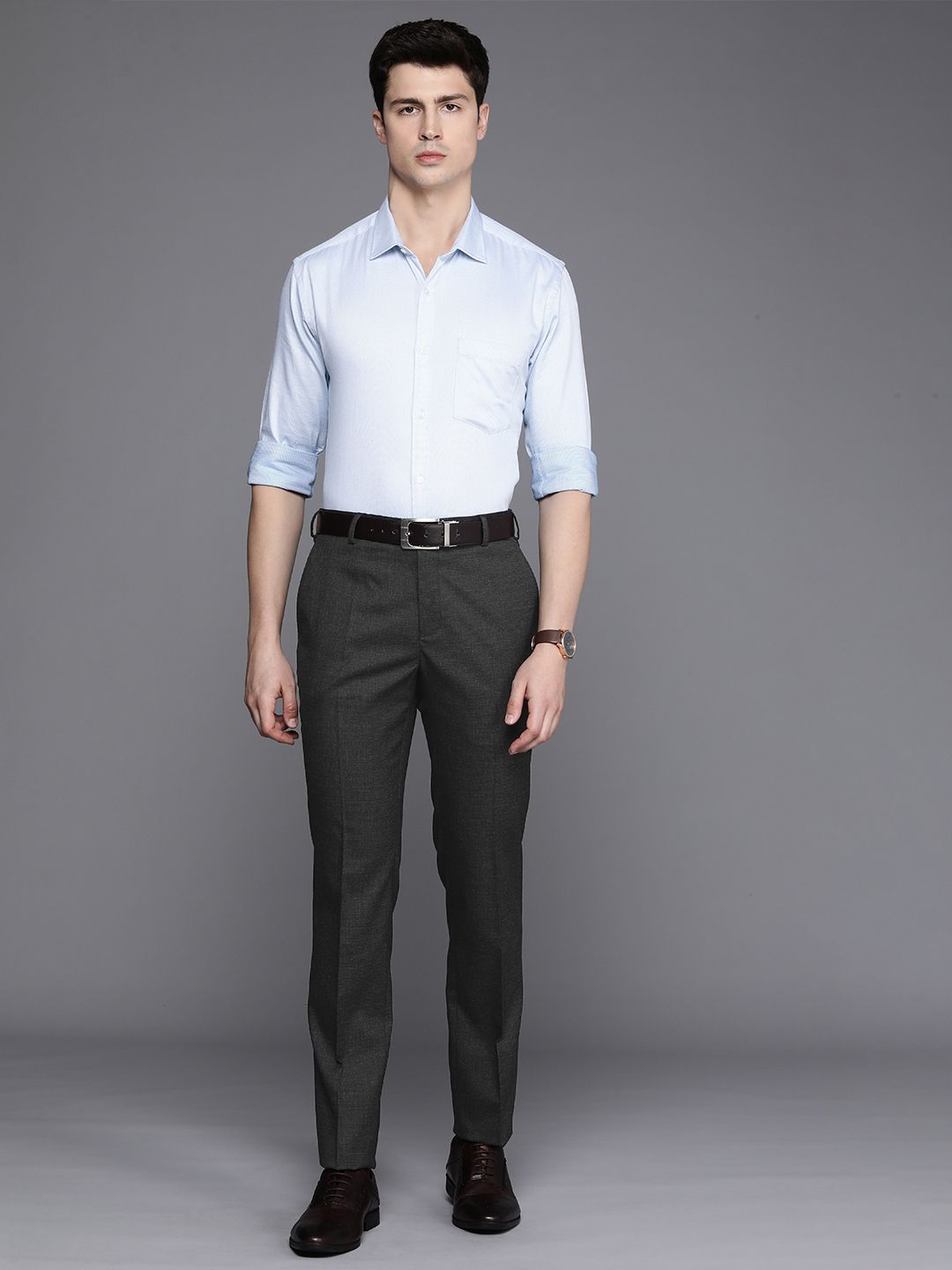 Raymond Men Textured Slim Fit Formal Trousers