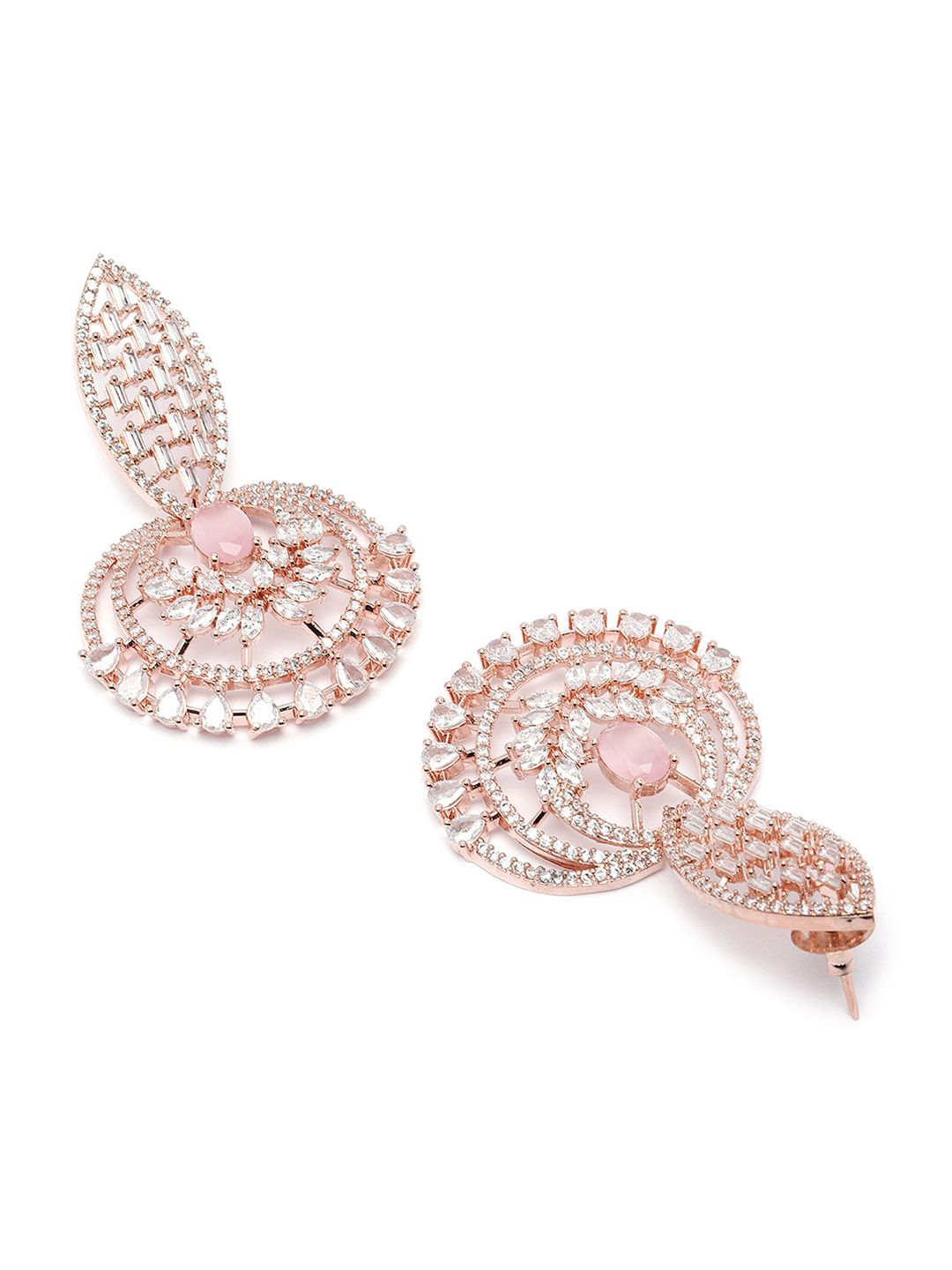 KARATCART Rose Gold Contemporary Drop Earrings