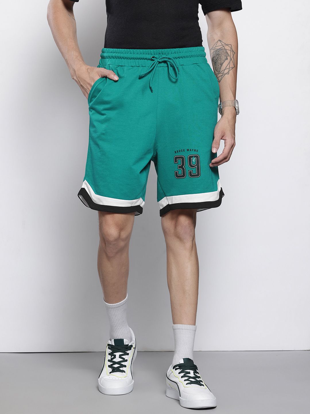 The Indian Garage Co Men Varsity Print Loose Fit Shorts