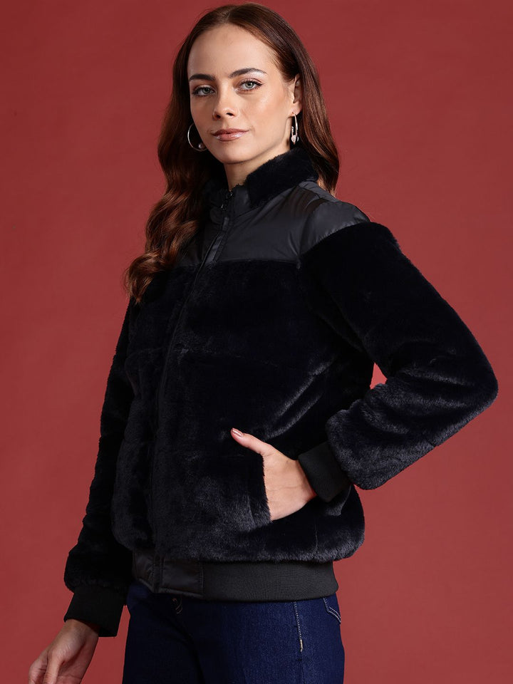 all about you Faux-Fur Detail Bomber Jacket