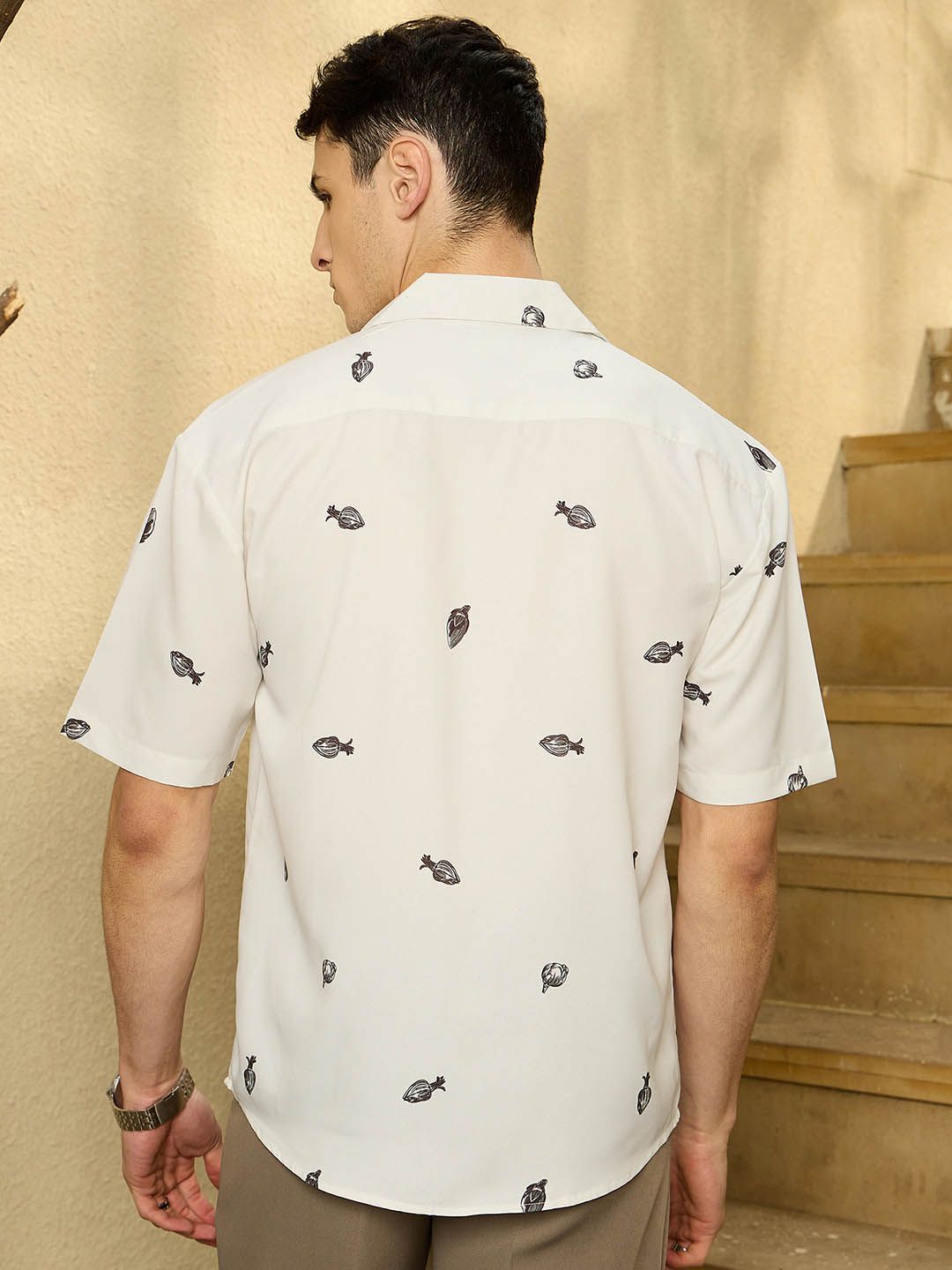 DENNISON Men Placement Printed Drop Shoulder Oversized Shirt
