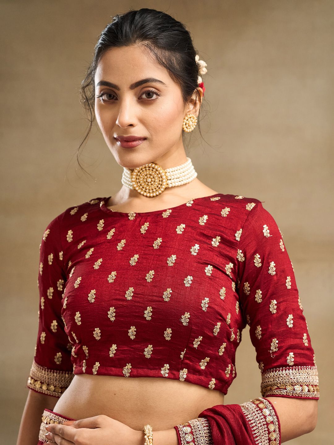 Saree Sutera Tulen Bersulam kasee