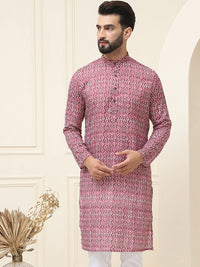 SOJANYA Men Black & Grey Ethnic Motifs Printed Cotton Kurta