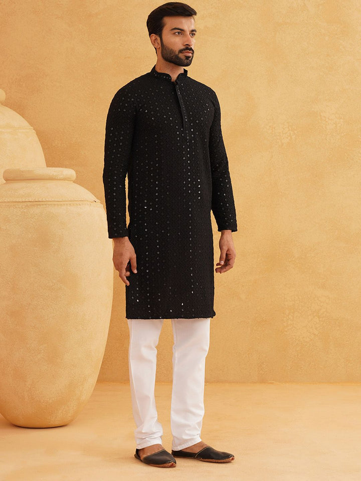 SOJANYA Ethnic Motifs Embroidered Sequinned Pure Cotton Kurta