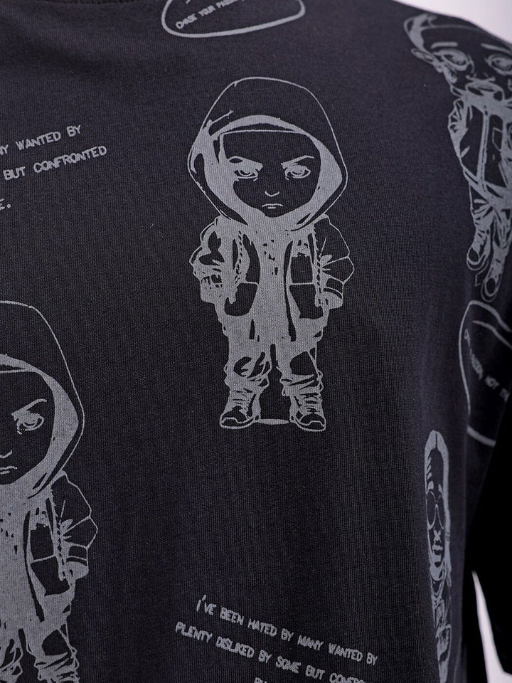 The Indian Garage Co Men All Over Printed Boxy Oversized Round Neck T-shirt