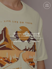 DILLINGER Men Graphic Printed Oversized Drop-Shoulder Sleeves Pure Cotton T-shirt