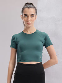 HRX by Hrithik Roshan Women Cut Outs Slim Fit Crop Training T-shirt