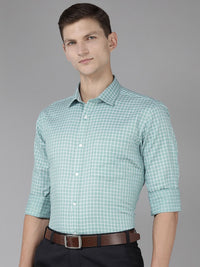 Park Avenue Men Pure Cotton Slim Fit Grid Tattersall Checks Opaque Formal Shirt