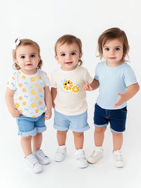 Nauti Nati Girls Pack of 3 Graphic Printed Cotton Antimicrobial T-shirts