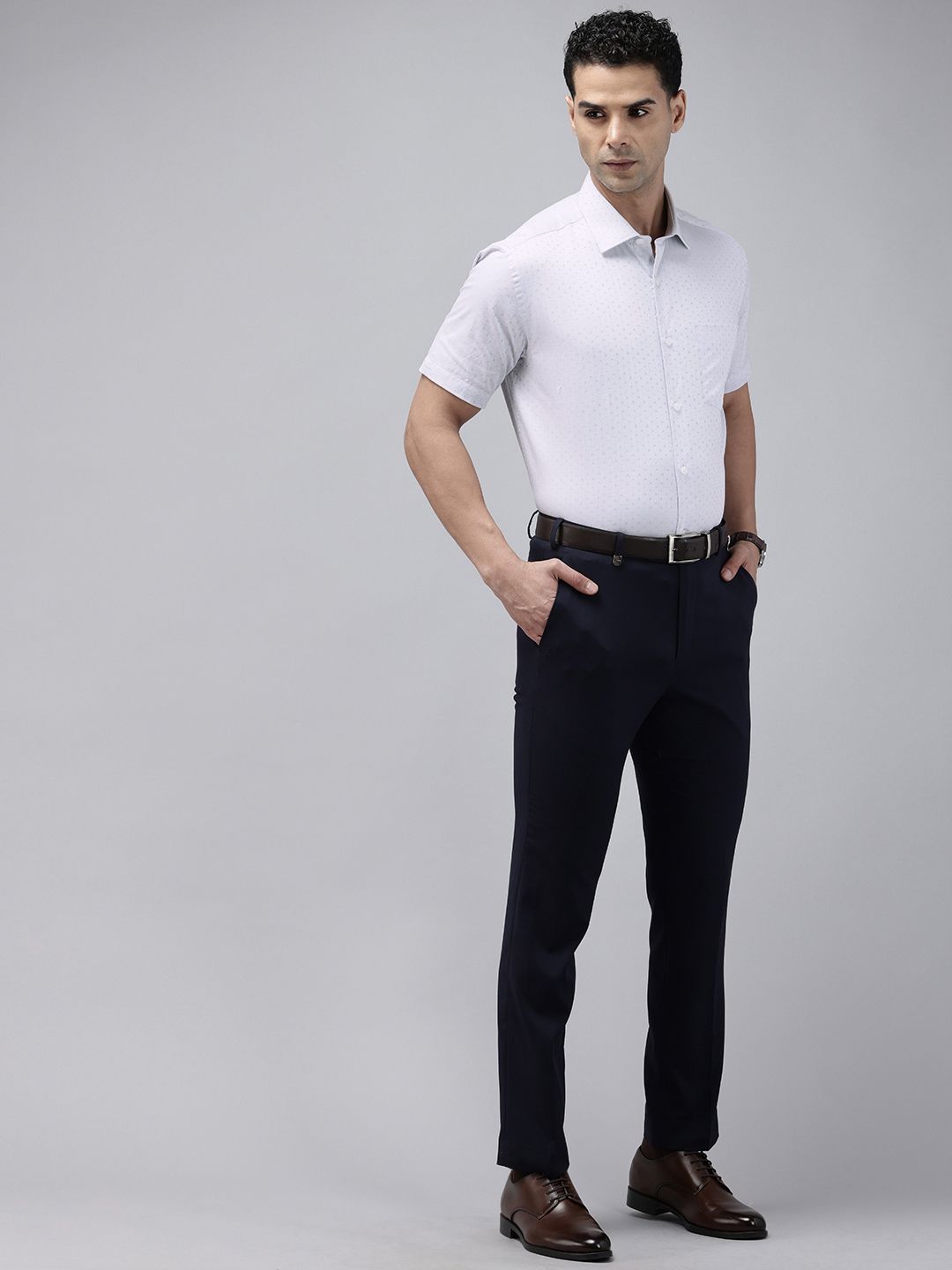 Park Avenue Geometric Self Design Pure Cotton Formal Shirt