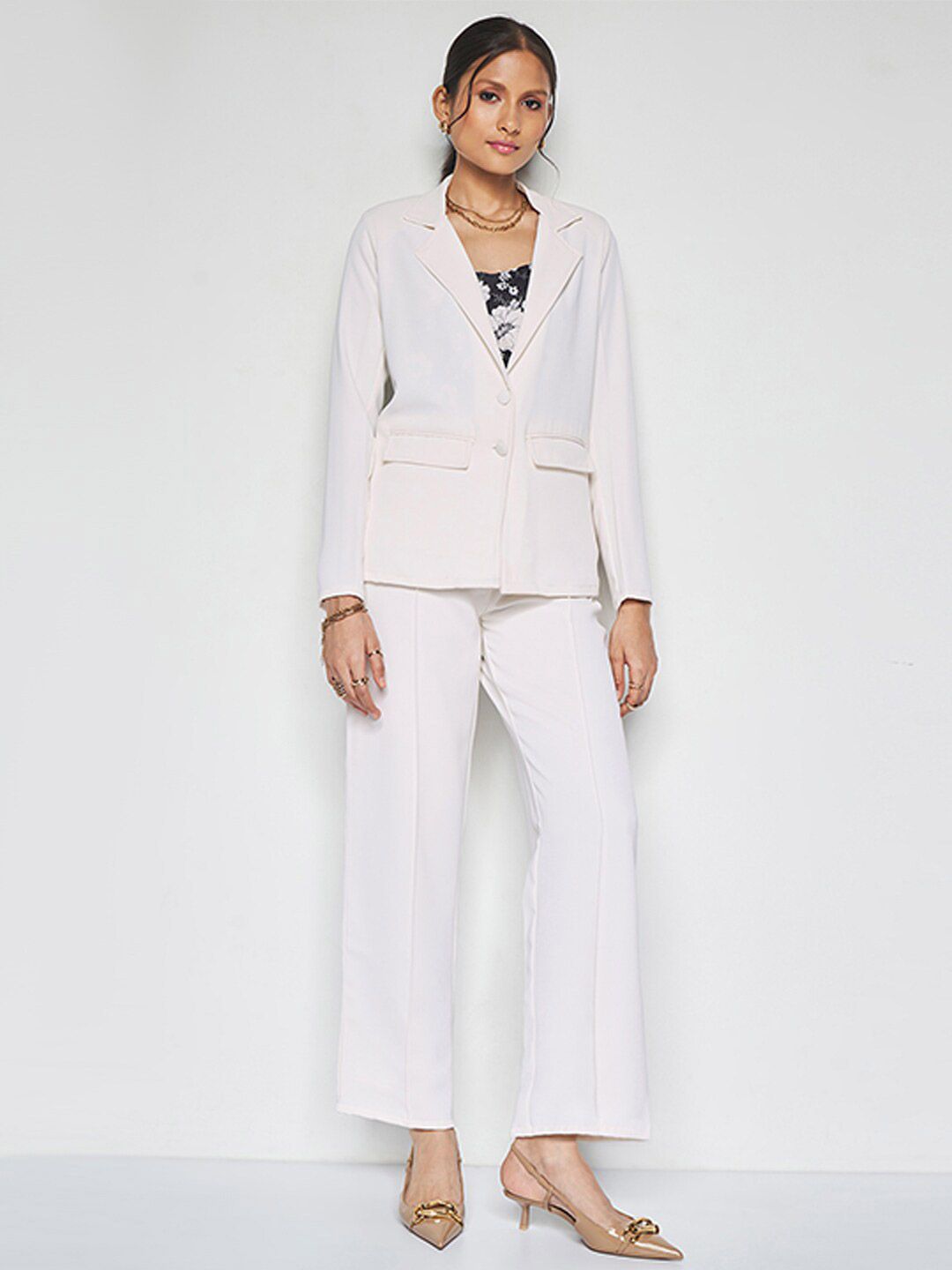 AND Shirt Collar Long Sleeves Top With Trouser