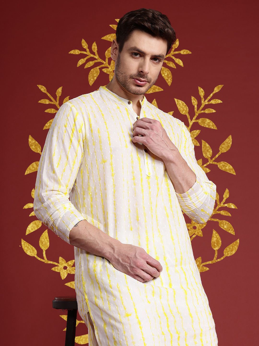 Anouk Dyed Pure Cotton Kurta with Trousers