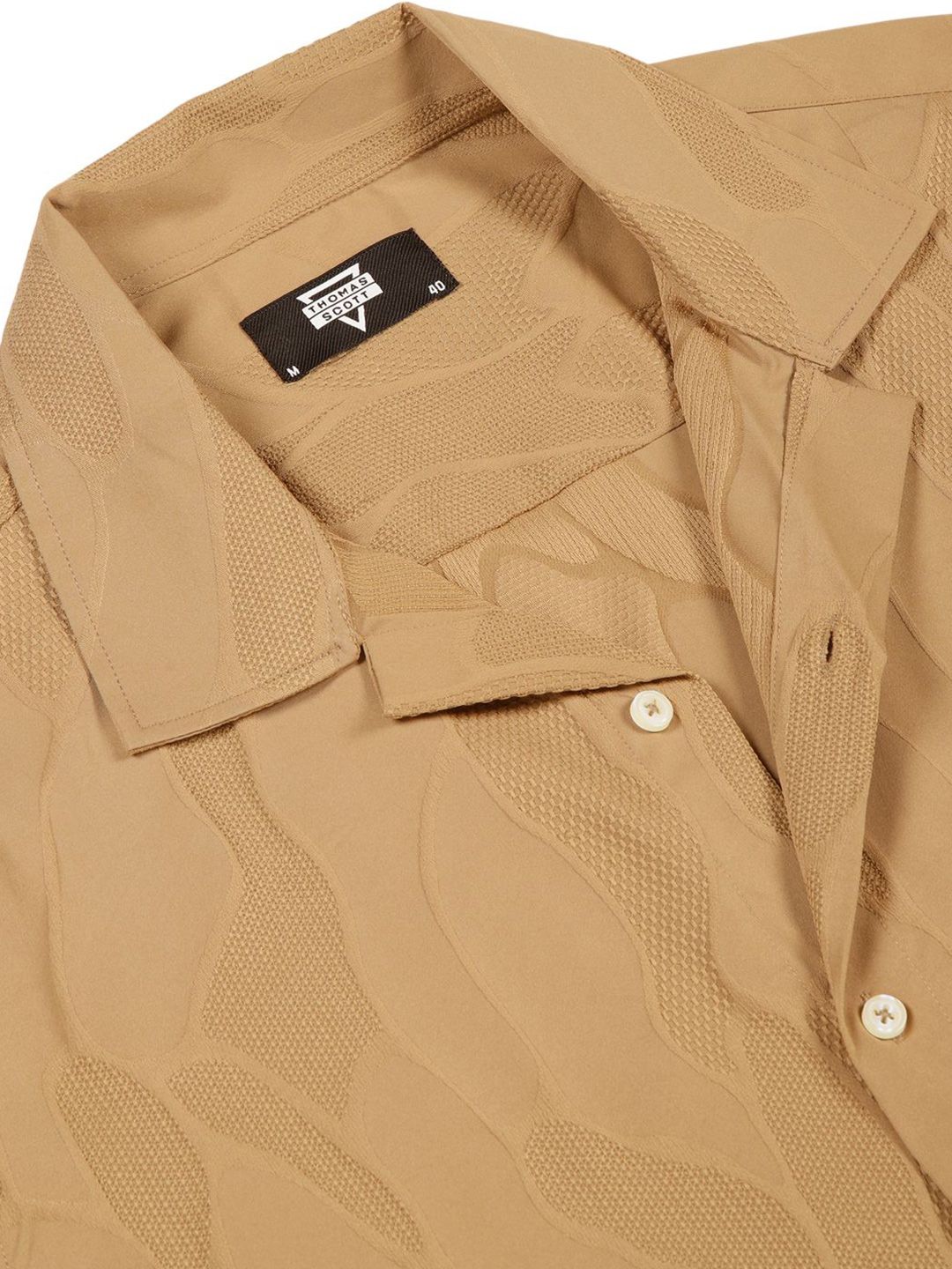 Thomas Scott Men Premium Slim Fit Self Design Textured Casual Shirt